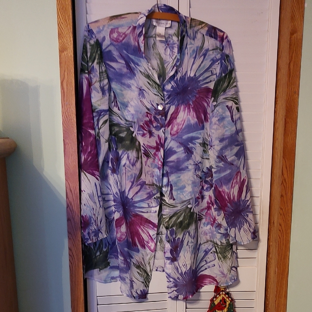 Susan Graver Floral Sheer Women's Oversized Tunic